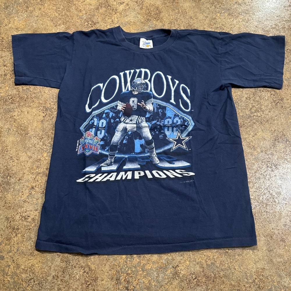 Dallas Cowboys Shirt Vintage 1993 Blue Short Sleeve Size L Men's Single Stitch